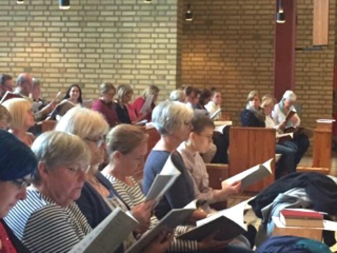 Kursdeltagarna sjunger ur Rutters Requiem